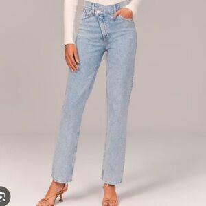 Straight leg cross over jeans